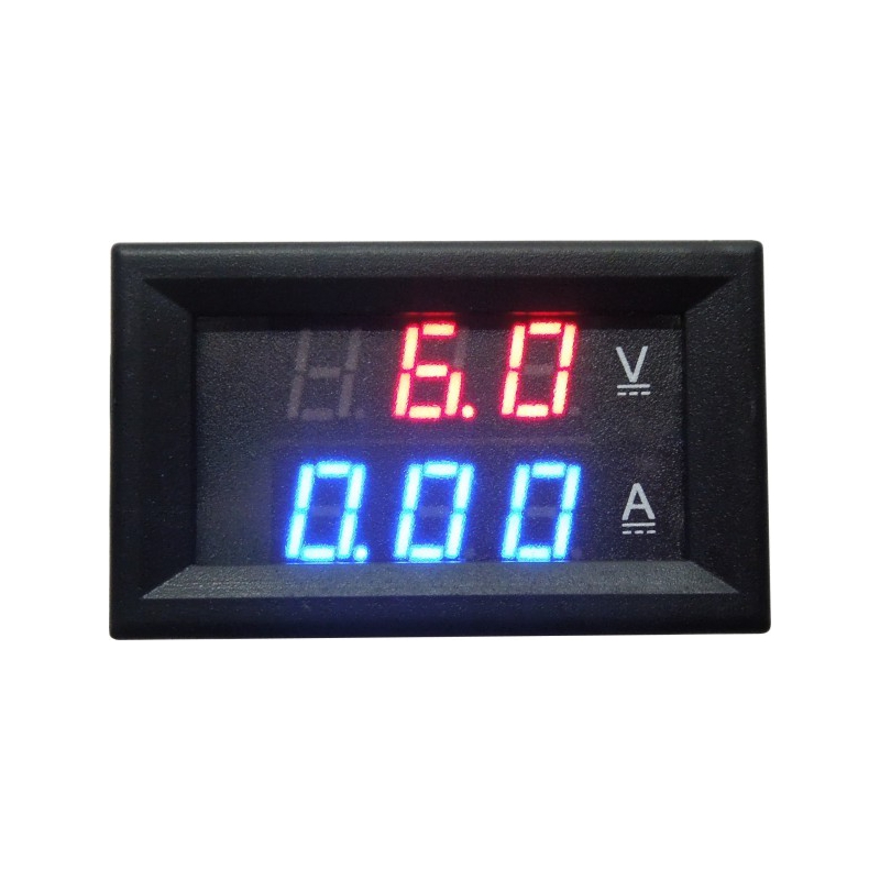 ولتمتر و آمپرمتر DC روپنلی 10 آمپر 0v-100v دو رنگ قرمز و آبی