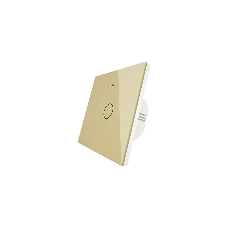 کلید تک پل هوشمند لمسی TUYA طلایی با قابلیت کنترل از طریق WiFi و RF