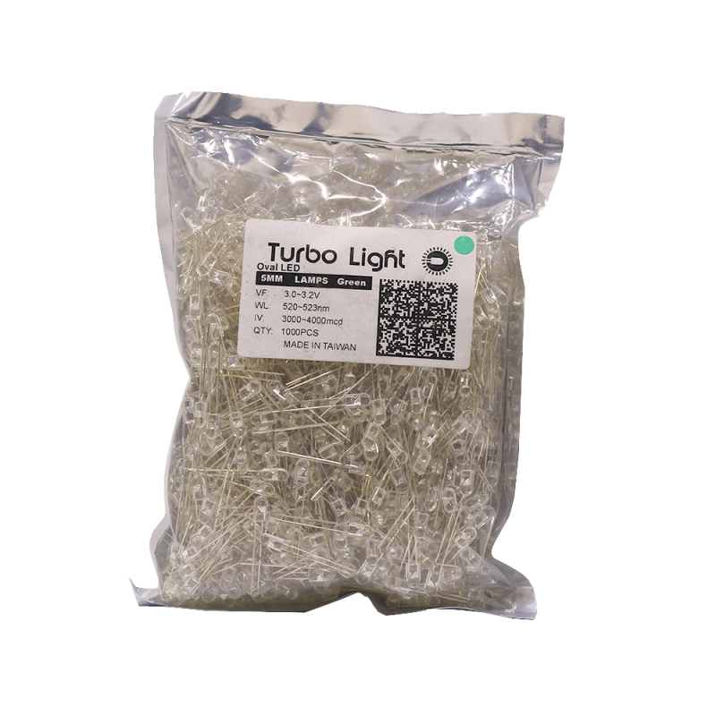 LED اوال 5mm سبز شفاف مرغوب تایوانی مارک Turbo Light 