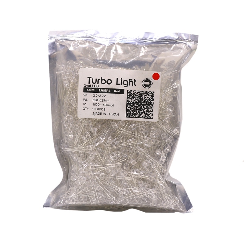 LED اوال 5mm قرمز شفاف مرغوب تایوانی مارک Turbo Light 