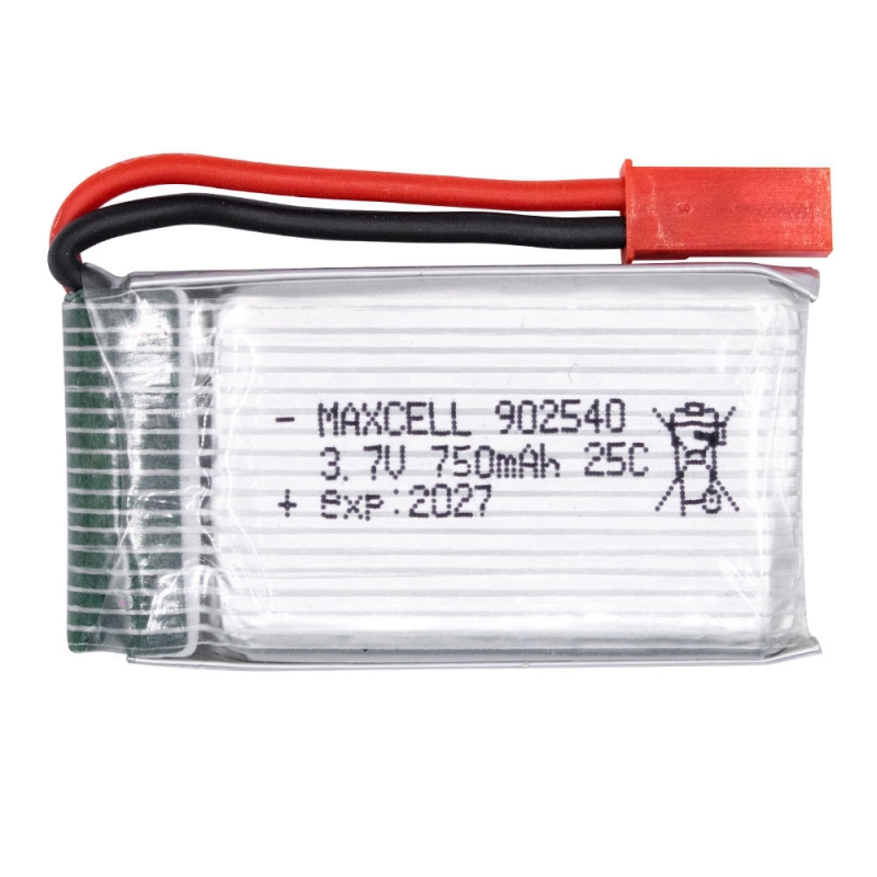باتری لیتیوم پلیمر 3.7v ظرفیت 750mAh تک سل 25c مارک MAXCELL کد 902540