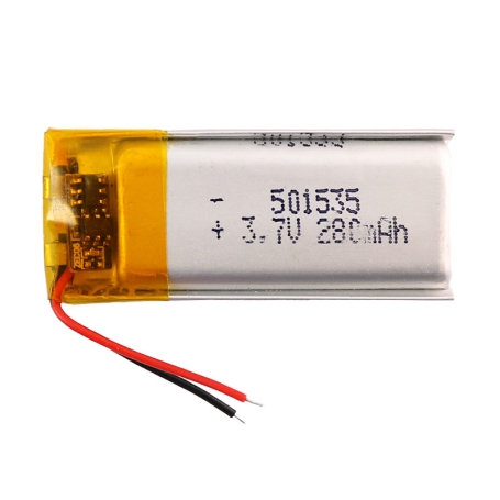 باتری لیتیوم پلیمر 3.7v ظرفیت 280mAh کد 501535