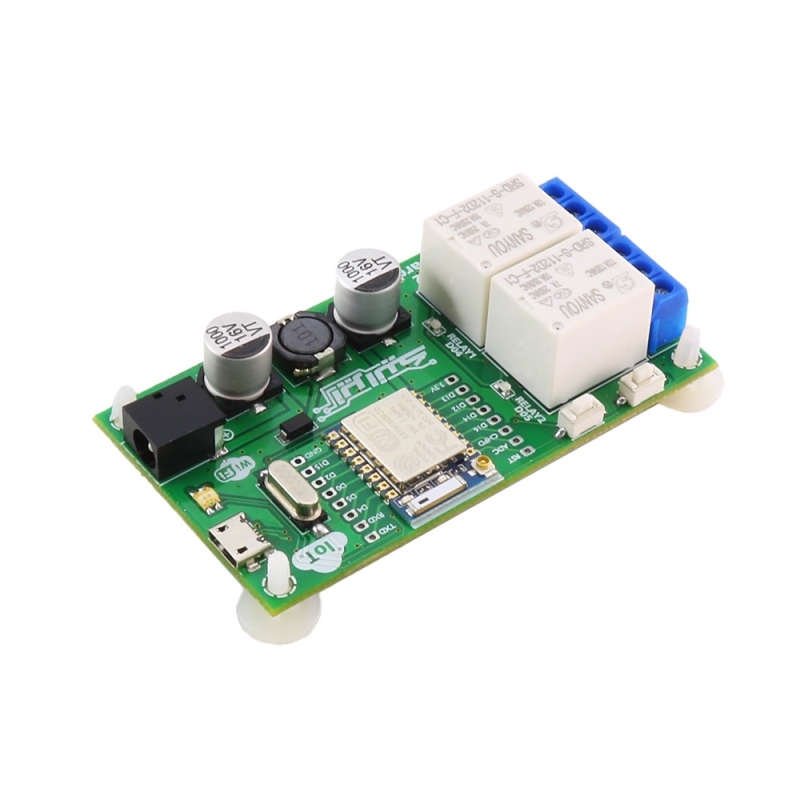 برد توسعه صنعتی دو رله IoT مبتنی بر ESP8266 ESP-07 با ورودی 12 ولت و پورت Micro-USB