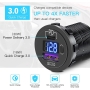 شارژر USB خودرویی روپنلی گرد QC3.0 + Type-C با نمایشگر ولتاژ و کلید ON/OFF