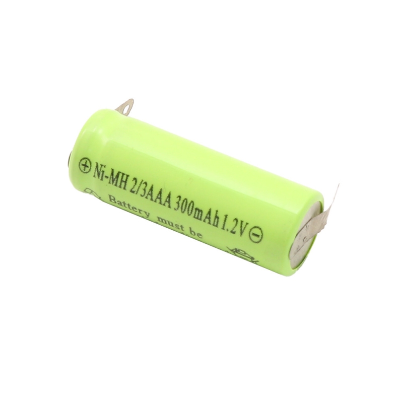 باتری قابل شارژ 300mAh سرتخت پلیت دار سایز 2/3AAA
