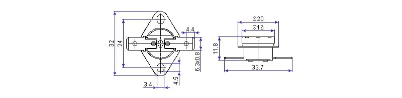 ترموسوئیچ حرارتی بدنه سرامیکی قابلمه ای 270 درجه 10 آمپر NC کد KSD-301
