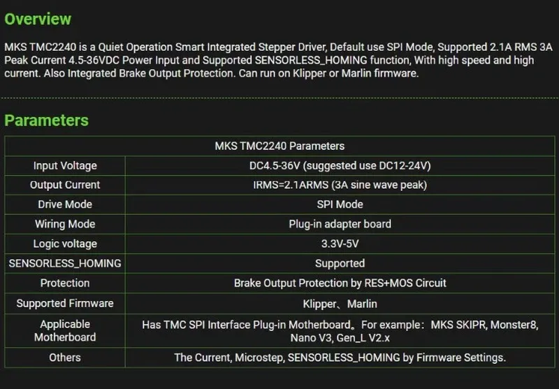 درایور استپر موتور Makerbase MKS TMC2240 با رابط SPI