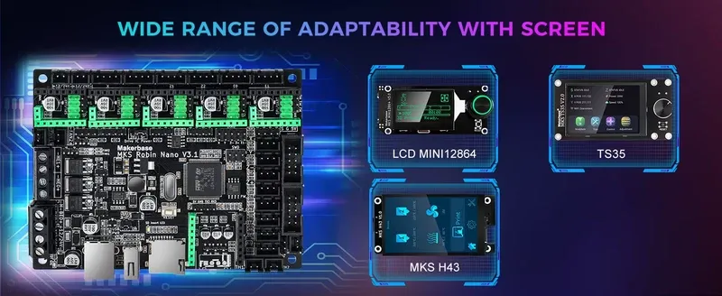 برد کنترلر پرینتر سه بعدی MKS Robin Nano V3.1 به همراه نمایشگر لمسی TS35 V2.0 مارک Makerbase