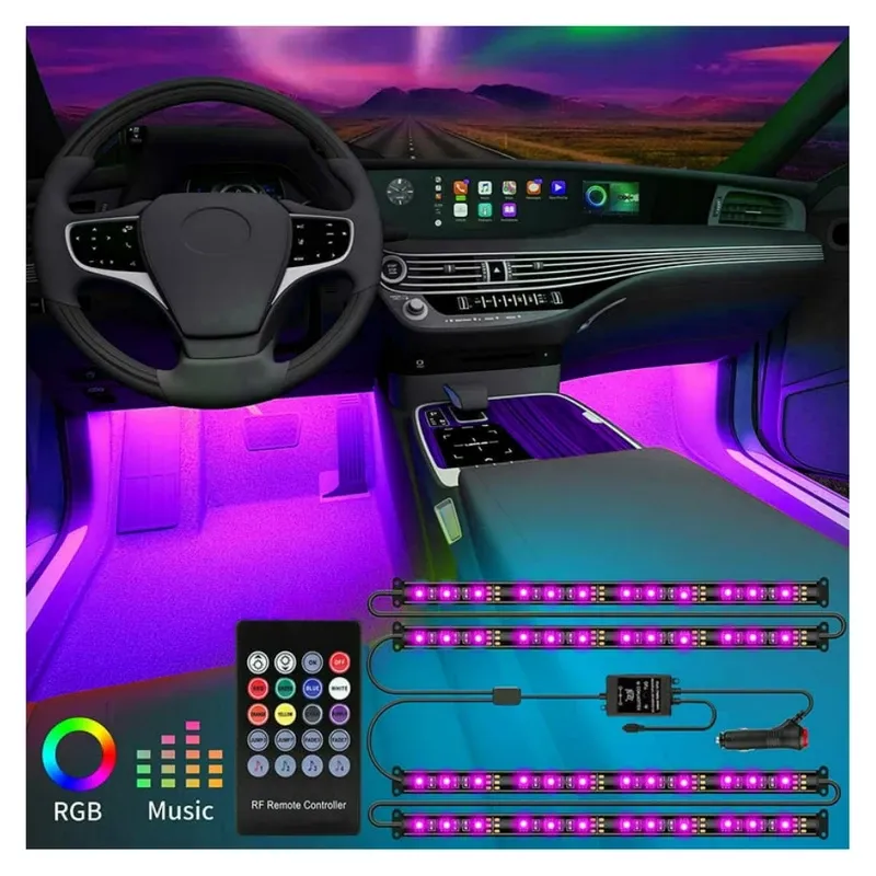 اتمسفر لایت زیر صندلی خودرو 5 الی 24 ولت مولتی کالر RGB دارای ریموت کنترلر